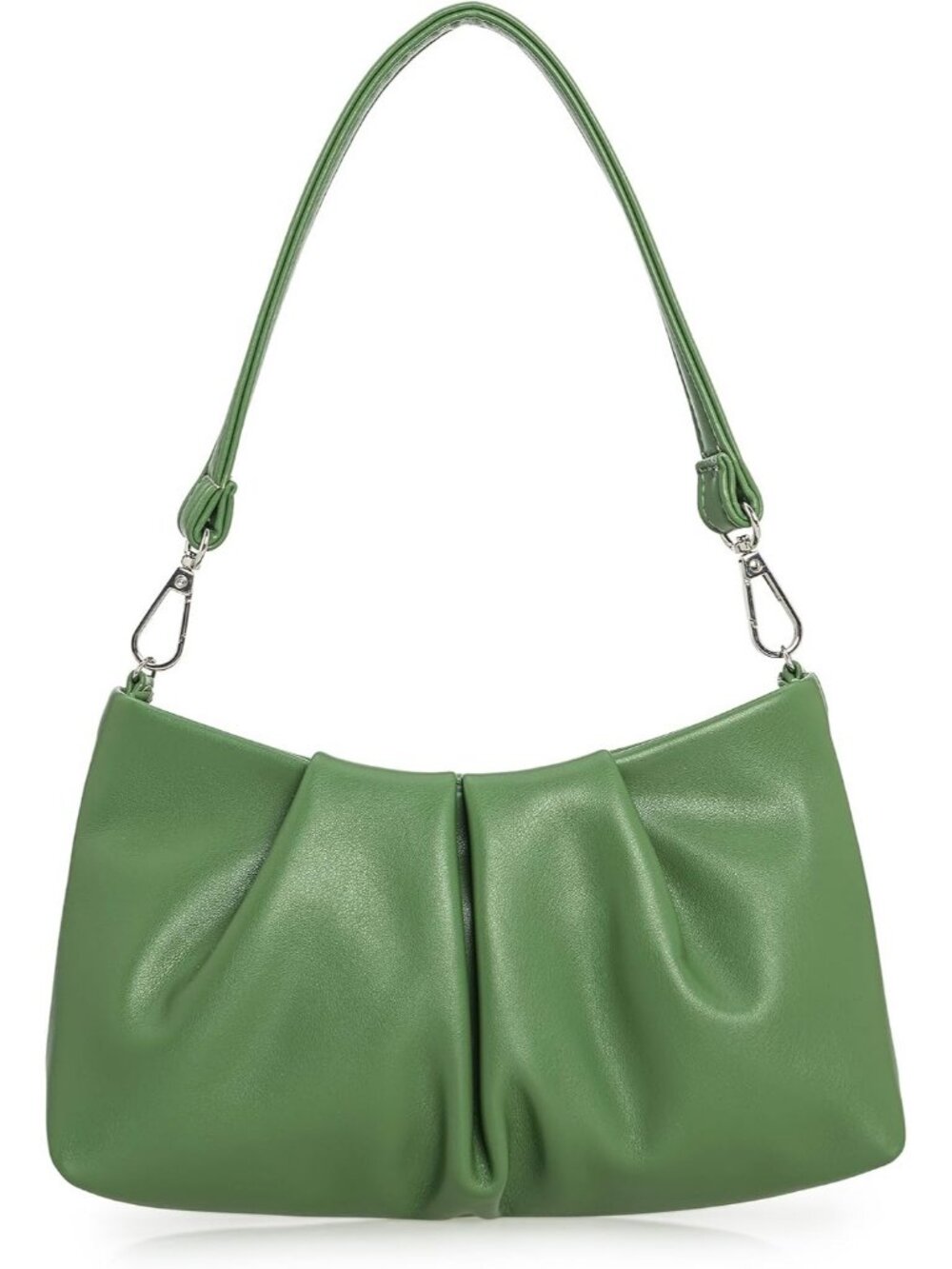 Women's Dark Green Pleated Pu Clutch Purse For Dressy Formal Cocktail Handbag